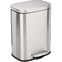 Amazon Basics Rectangle Soft-Close Trash Can - 12L- Satin Nickel